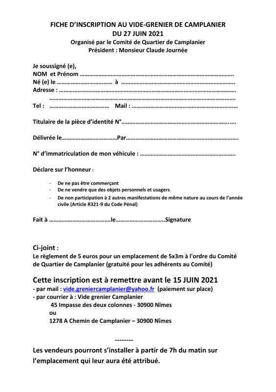 Fiche inscription vide grenier 2021 1